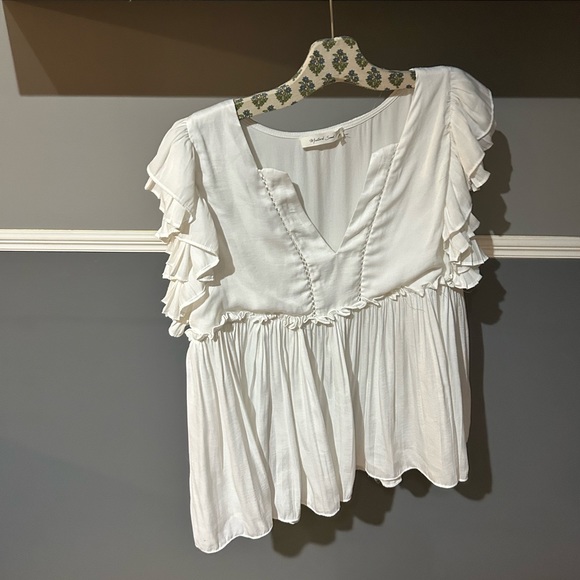 White Ruffle Blouse - Picture 1 of 3